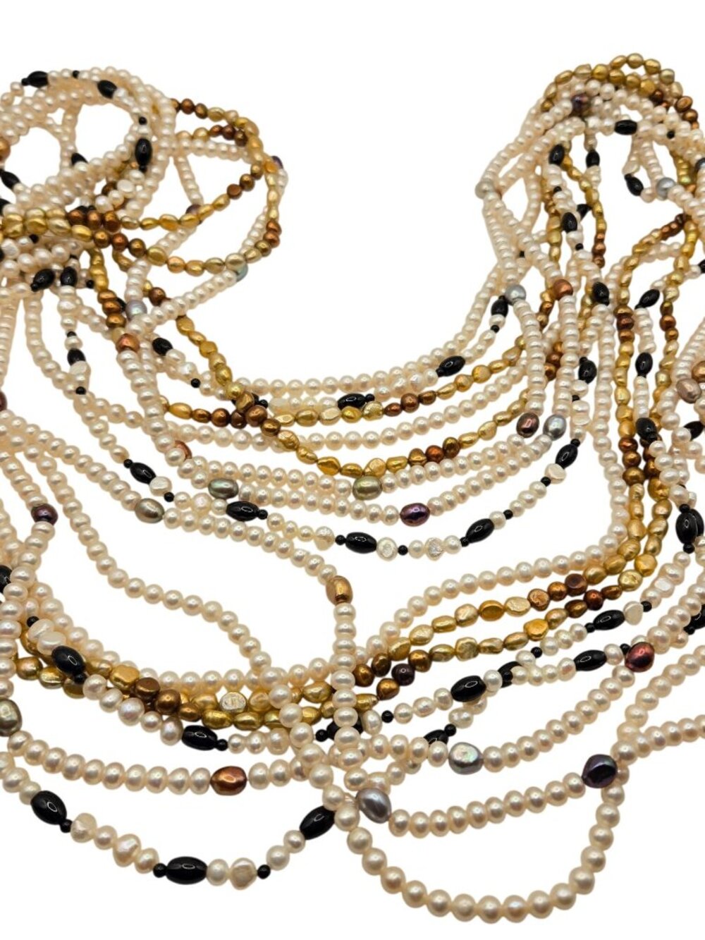 Vintage Multicolor Freshwater Pearl Strand Necklace Lot of 4 96-Inch Hand-Knotte